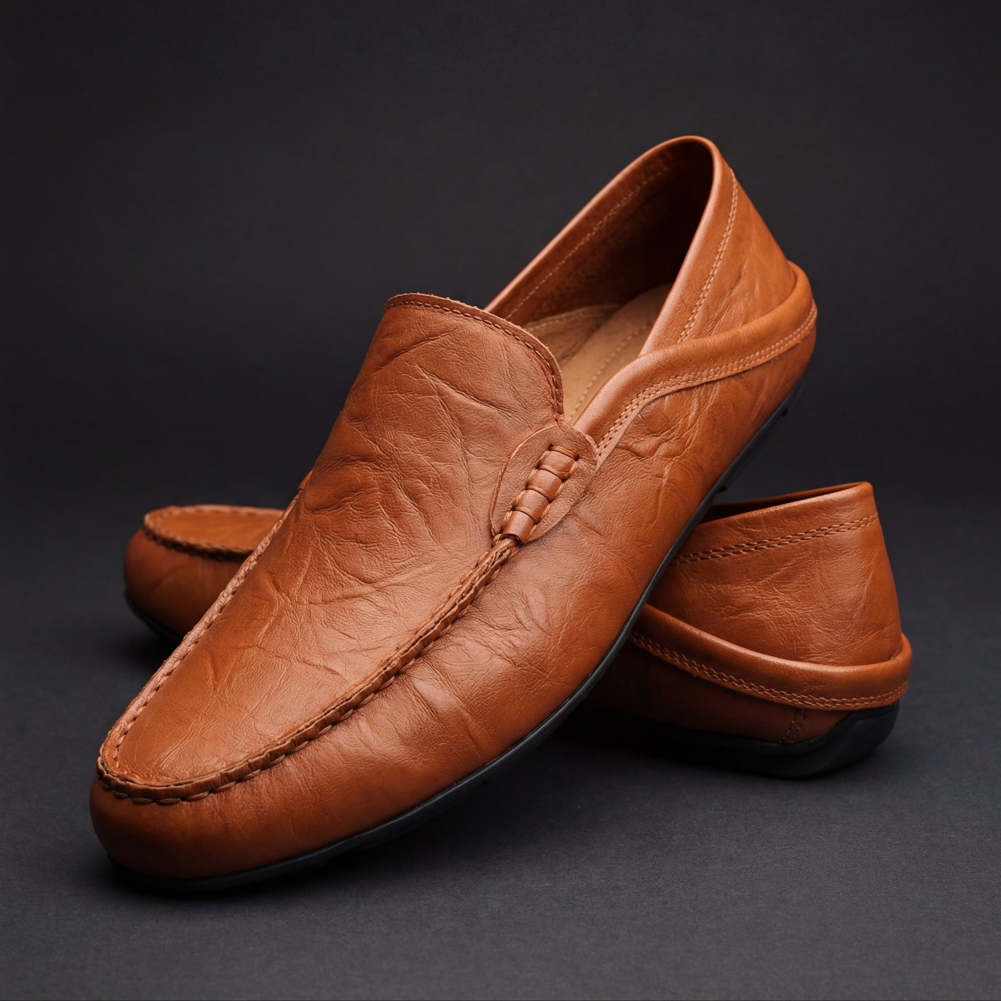 Mocassins en cuir Florence – Beige, pointure 44