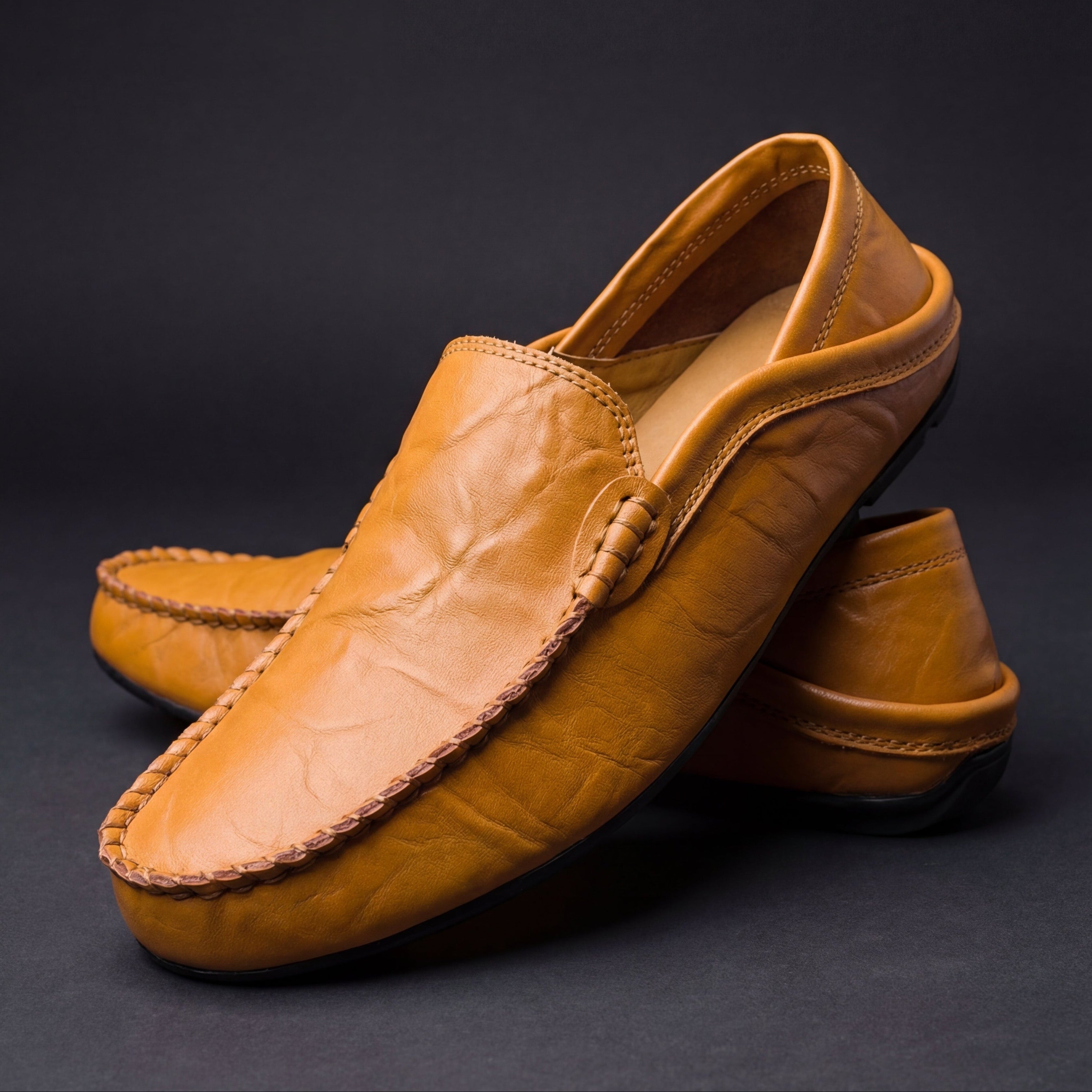 Mocassins en cuir Florence – Beige, pointure 38