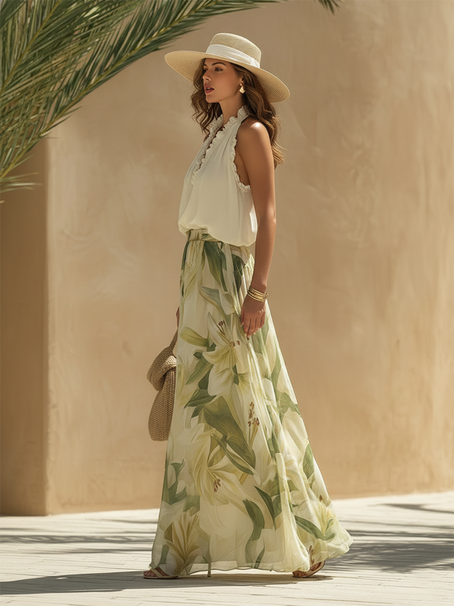 Conjunto Fluido Elegante con Estampado Floral
