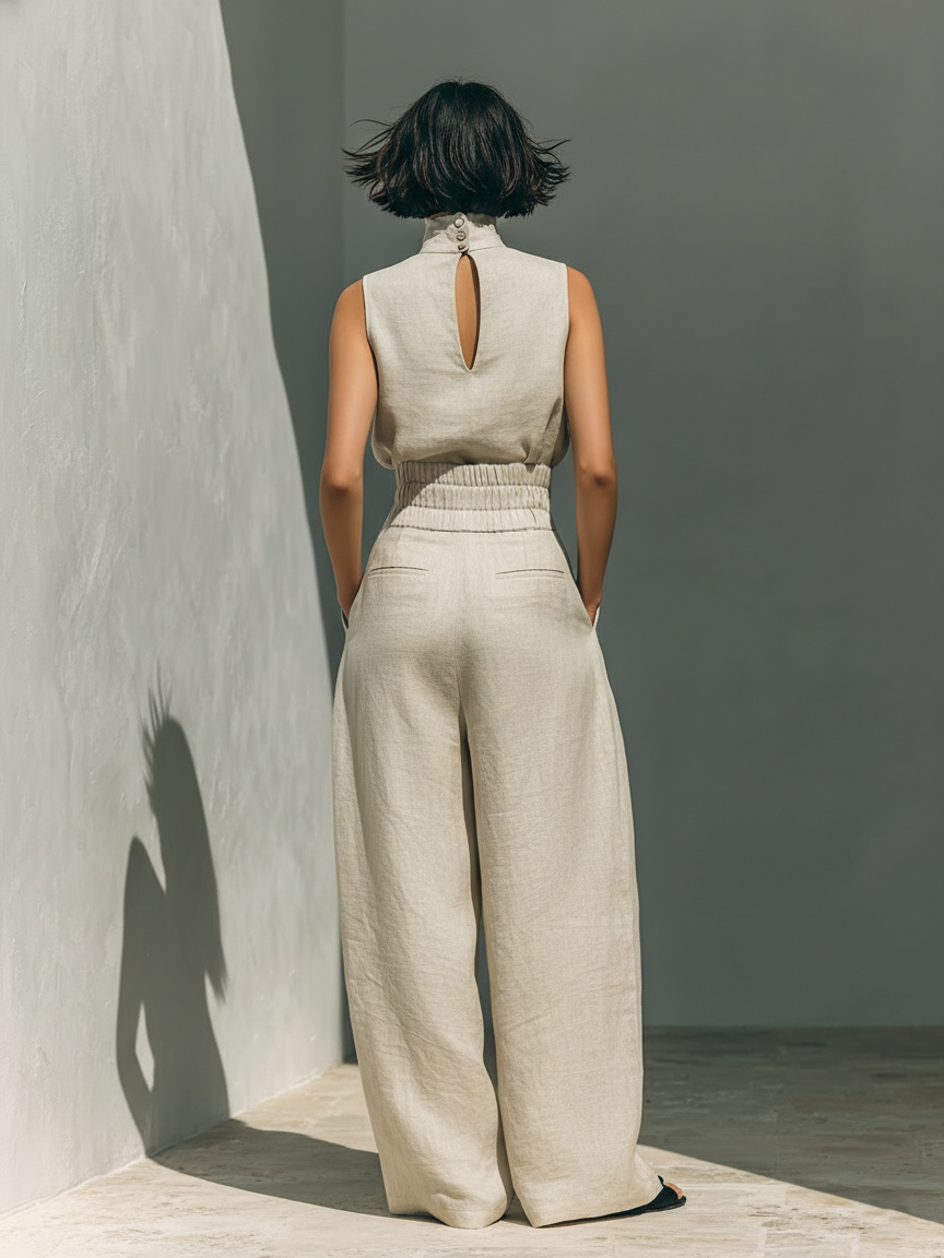 Maria - Ensemble minimaliste débardeur et pantalon large pour femme