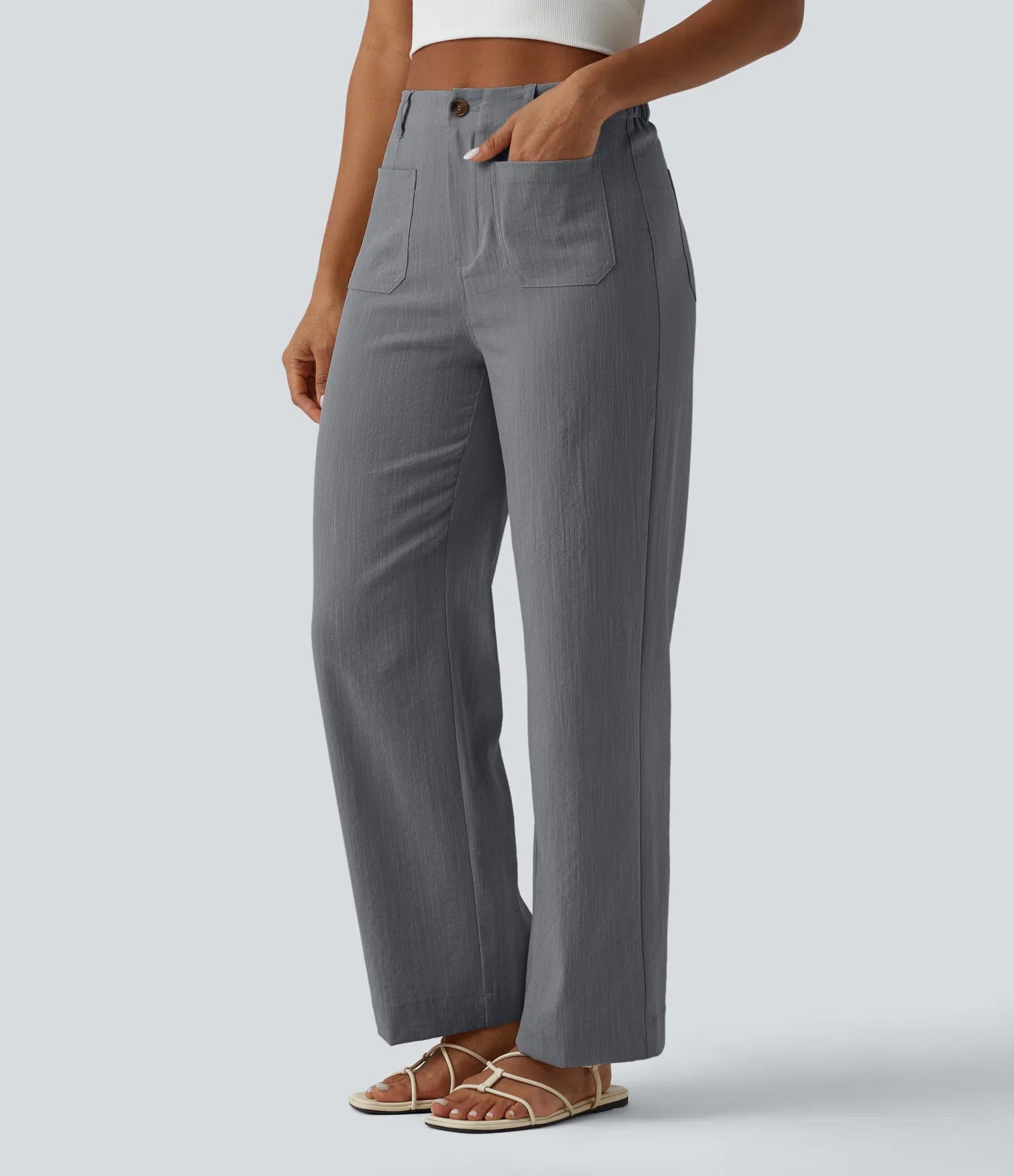 Pantalon talle alto con bolsillos
