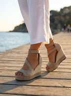 Monica | Sandales compensées en jute pour l’été avec fermeture velcro