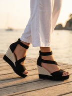 Monica | Sandales compensées en jute pour l’été avec fermeture velcro