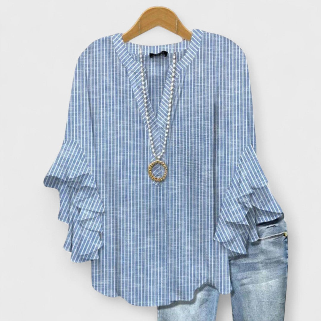 Cordelia | Blusa estampada de mujer con mangas con volantes