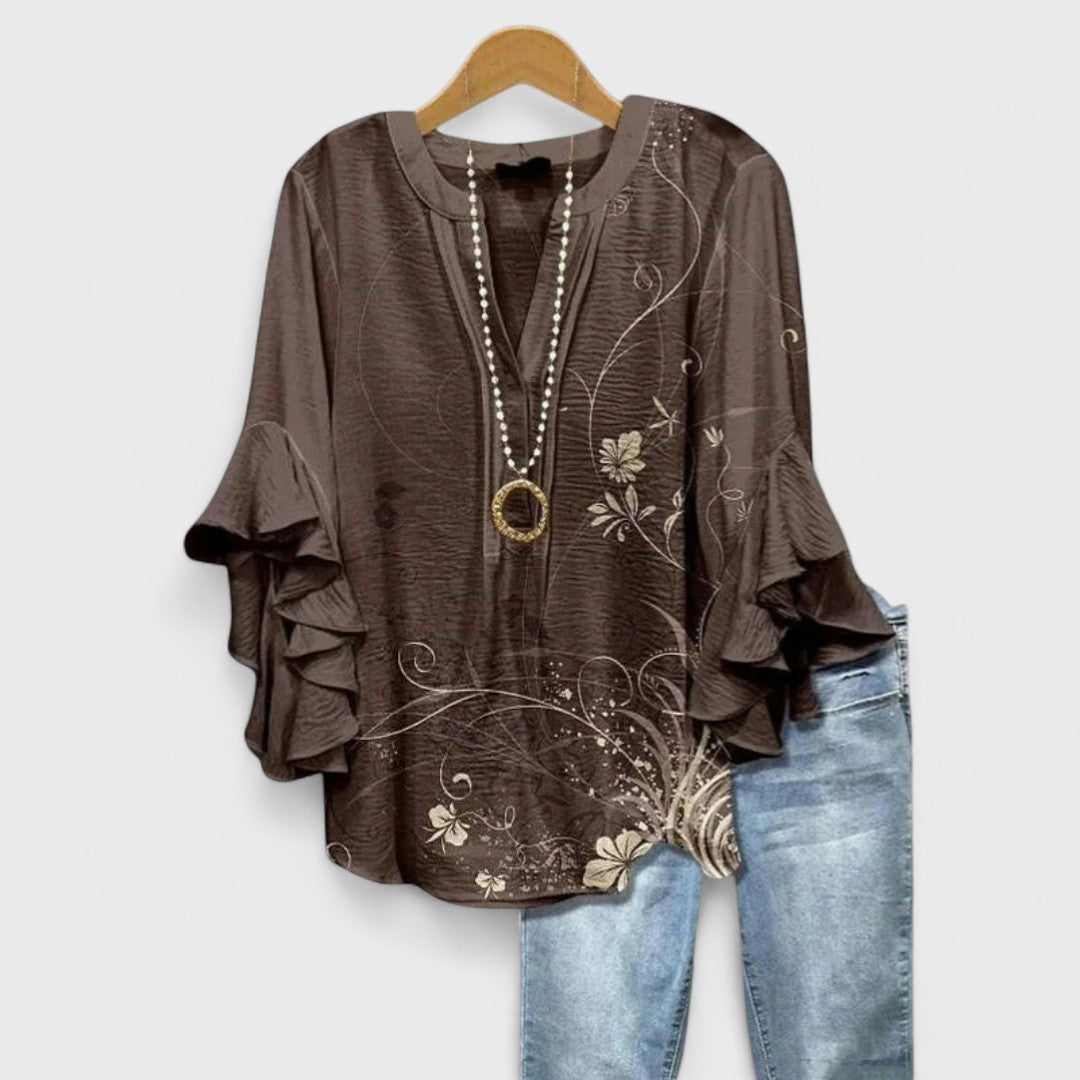 Cordelia | Blusa estampada de mujer con mangas con volantes