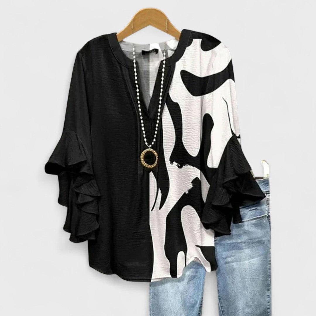 Cordelia | Blusa estampada de mujer con mangas con volantes