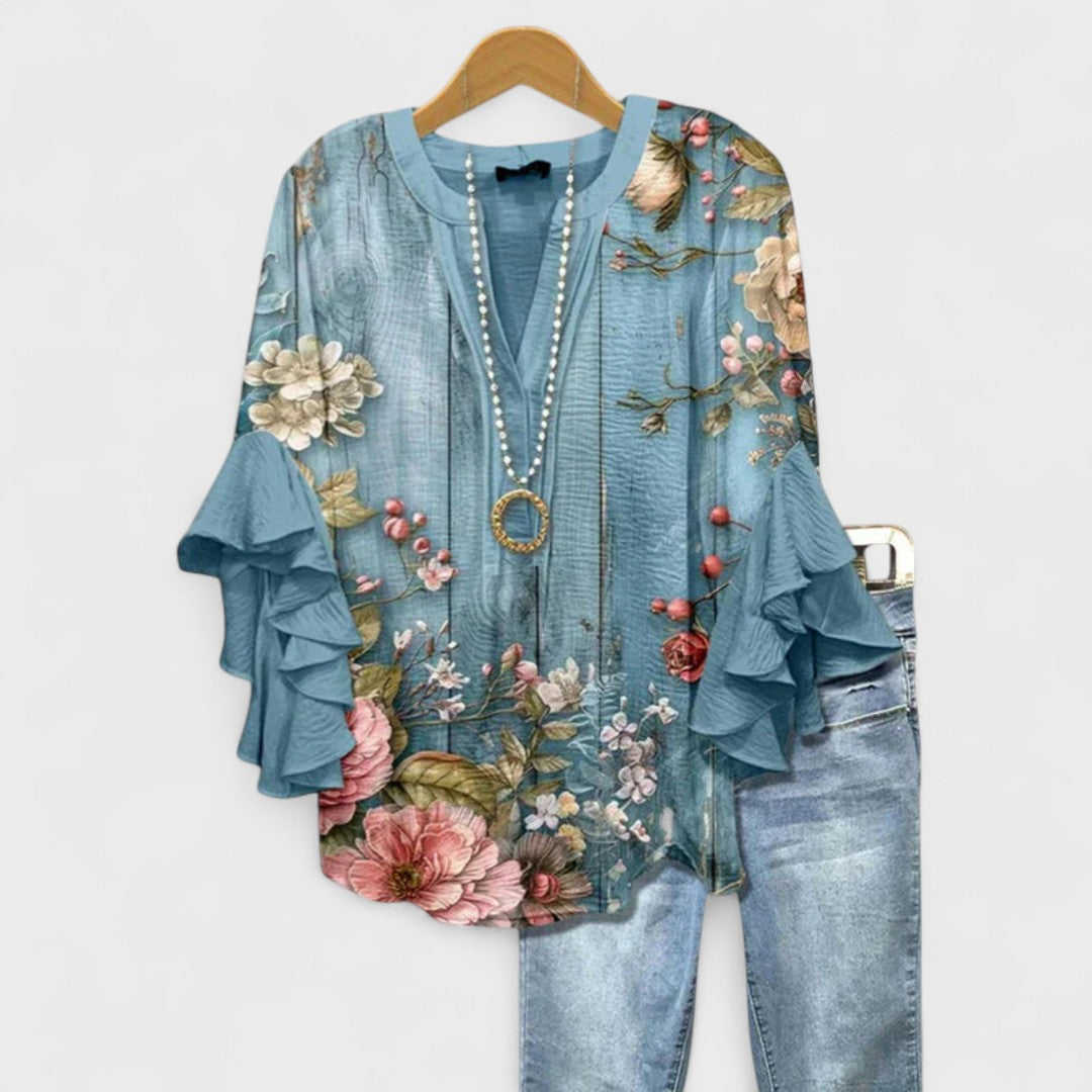 Cordelia | Blusa estampada de mujer con mangas con volantes