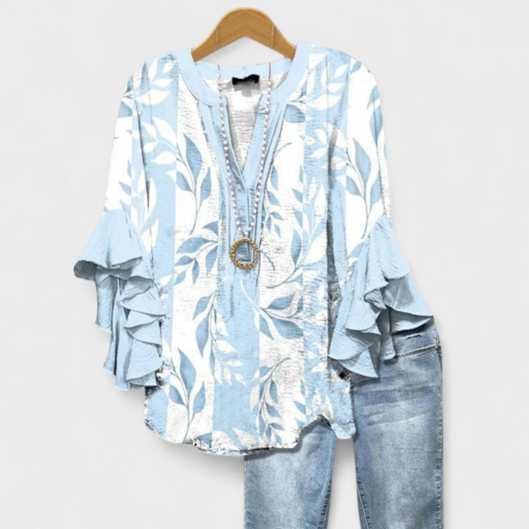 Cordelia | Blusa estampada de mujer con mangas con volantes