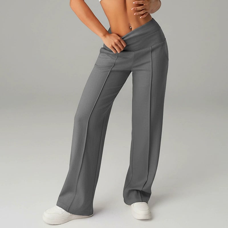 50% DE DESCUENTO Pantalones ROI casuales de mujer de cintura alta y pierna ancha