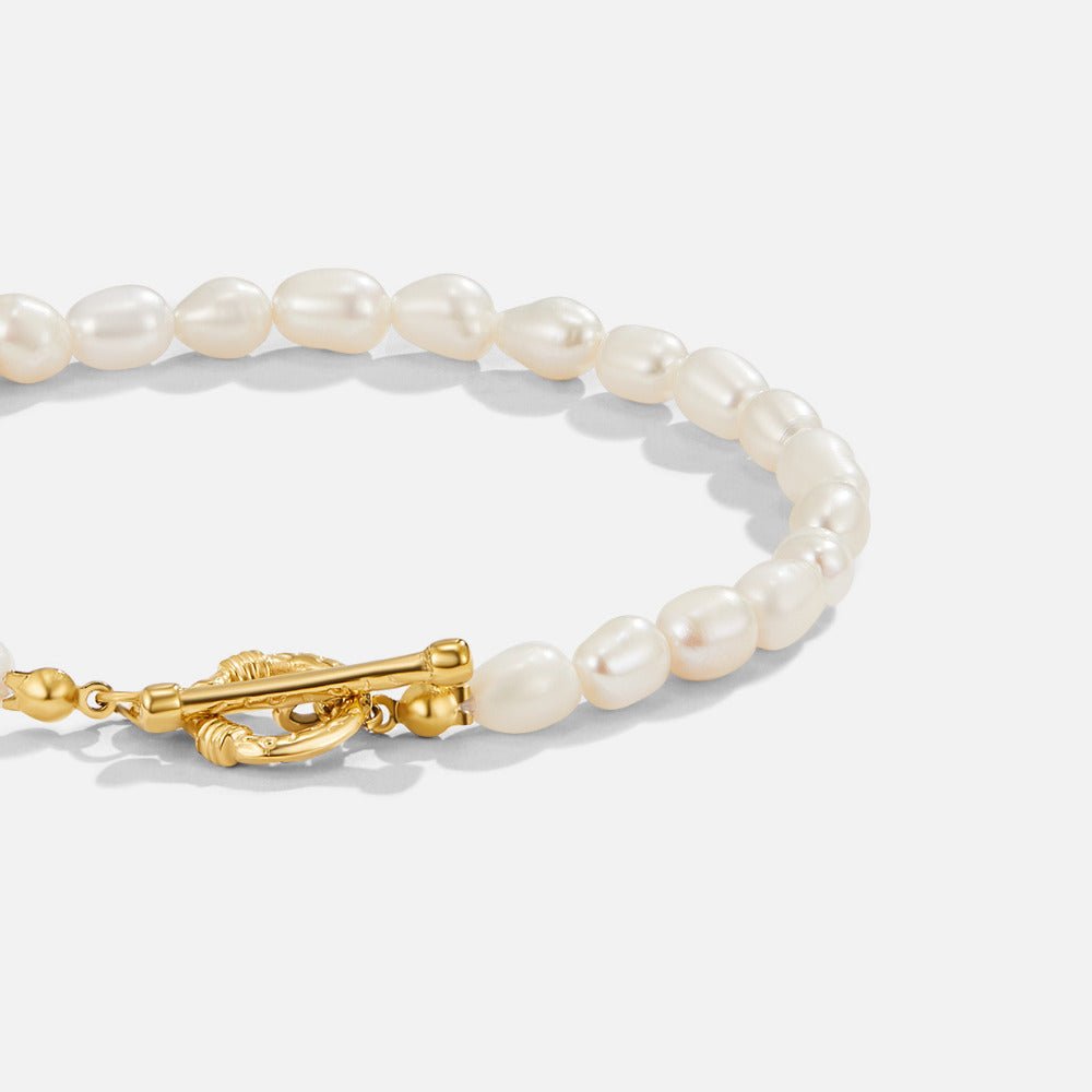 Pulsera Cara con Eslabones de Perlas