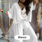 Traje casual holgado de color sólido para mujer