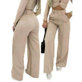 RUIZ | Pantalón de cintura ancha y pierna ancha de color liso para mujer