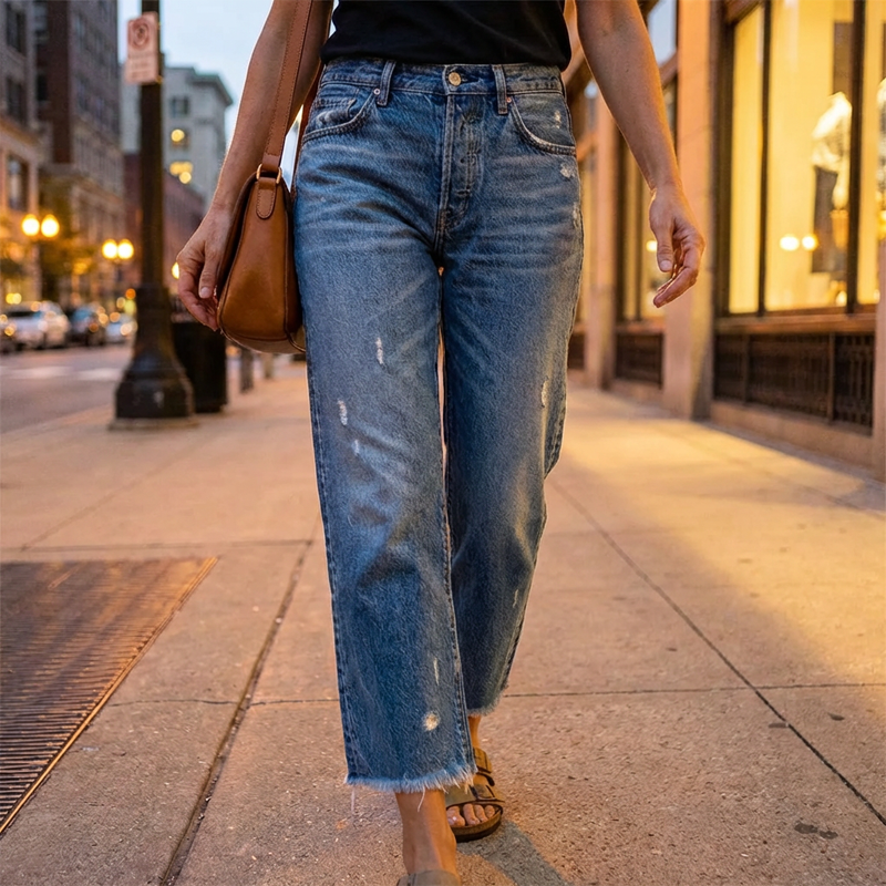 Aberjean - Denim Casual Recortado