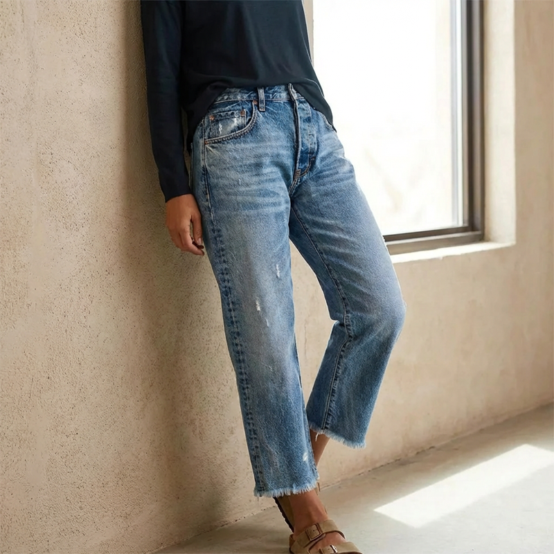 Aberjean - Denim Casual Recortado