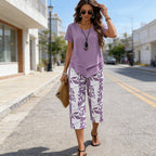 Conjunto de ocio con camiseta de cuello redondo  y pantalones extraanchos
