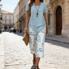 Conjunto de ocio con camiseta de cuello redondo  y pantalones extraanchos