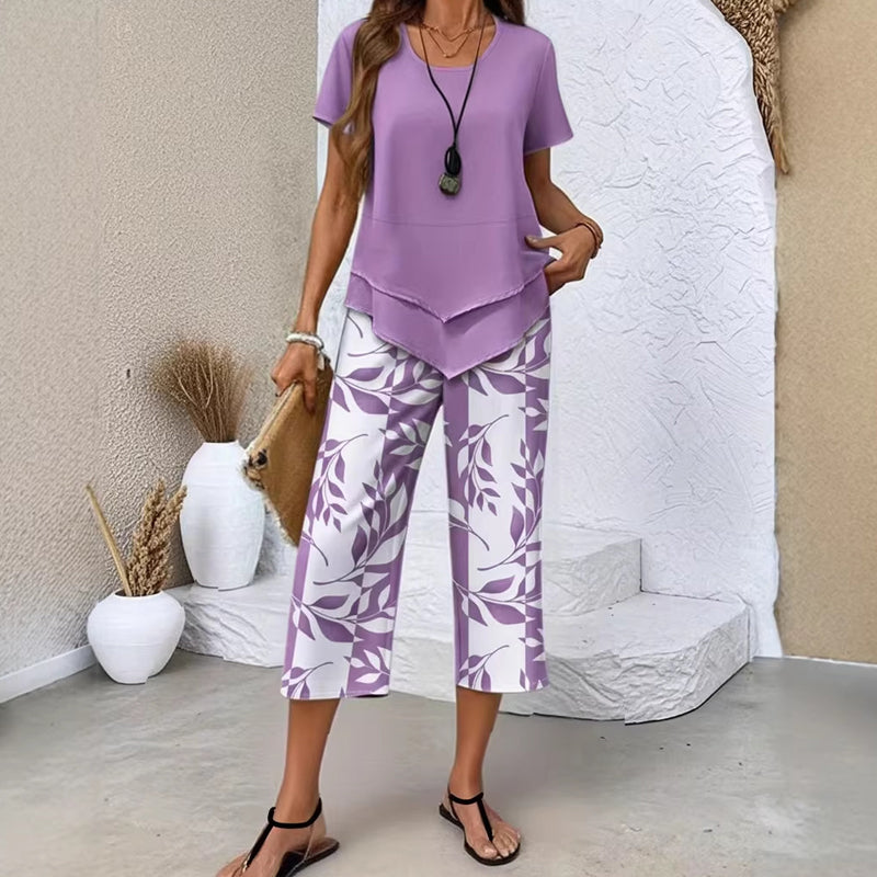 Conjunto de ocio con camiseta de cuello redondo  y pantalones extraanchos