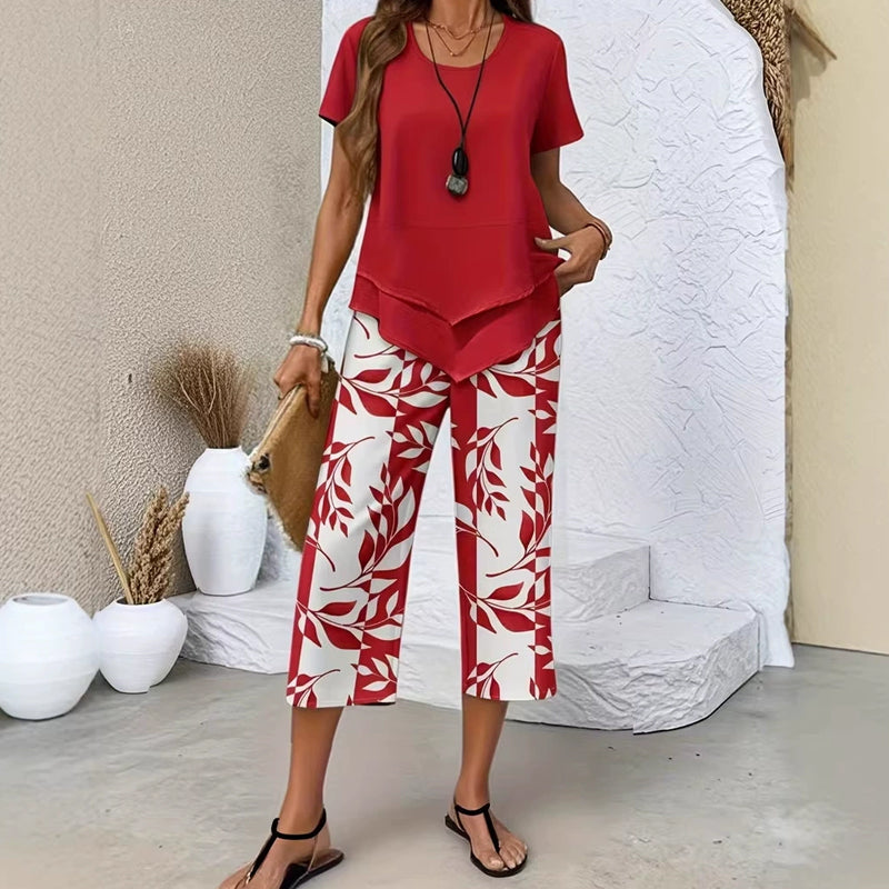 Conjunto de ocio con camiseta de cuello redondo  y pantalones extraanchos