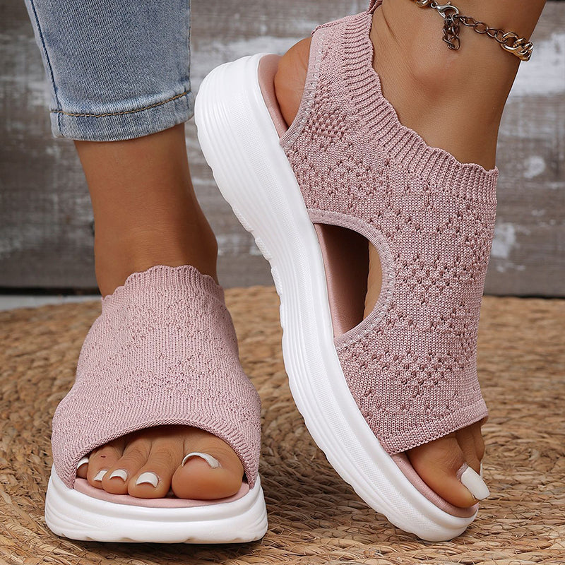 Sandales à plateforme en maille respirante pour femme, coloris rose, pointure 36 (UK 3)
