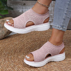 Sandales à plateforme en maille respirante pour femme, coloris rose, pointure 38 (UK 4.5)