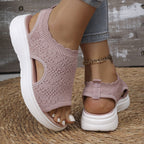 Sandales à plateforme en maille respirante pour femme, coloris rose, pointure 39 (UK 5.5)