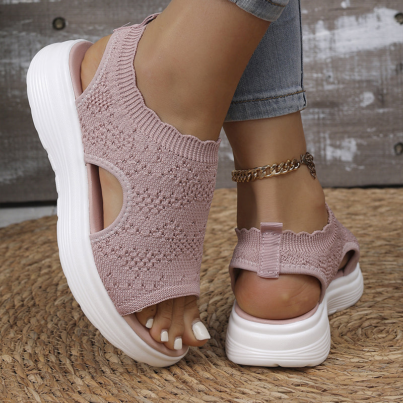 Sandales à plateforme en maille respirante pour femme, coloris rose, pointure 39 (UK 5.5)