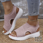 Sandales à plateforme en maille respirante pour femme, coloris rose, pointure 41 (UK 7)