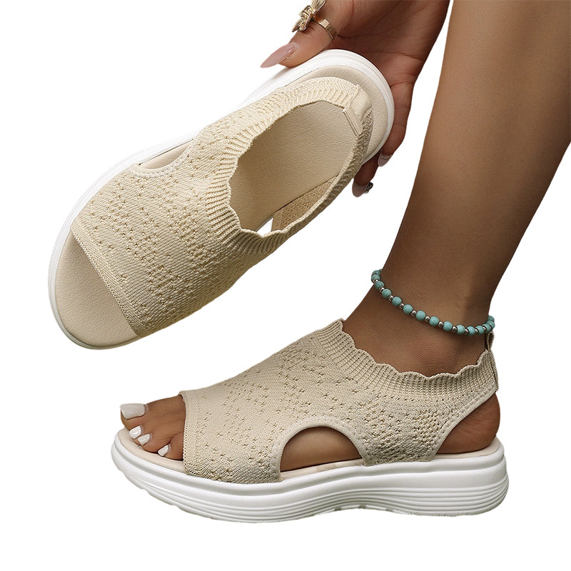 Sandales à plateforme en maille respirante pour femme, coloris noir, pointure 37 (UK 4)