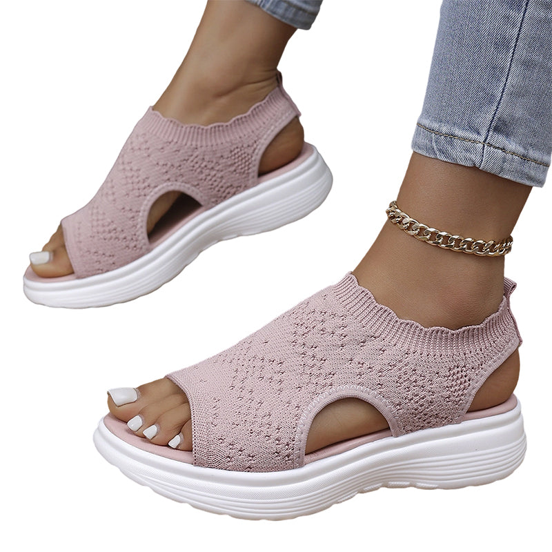 Sandales à plateforme en maille respirante pour femme, coloris noir, pointure 36 (UK 3)