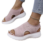 Sandales à plateforme en maille respirante pour femme, coloris noir, pointure 36 (UK 3)