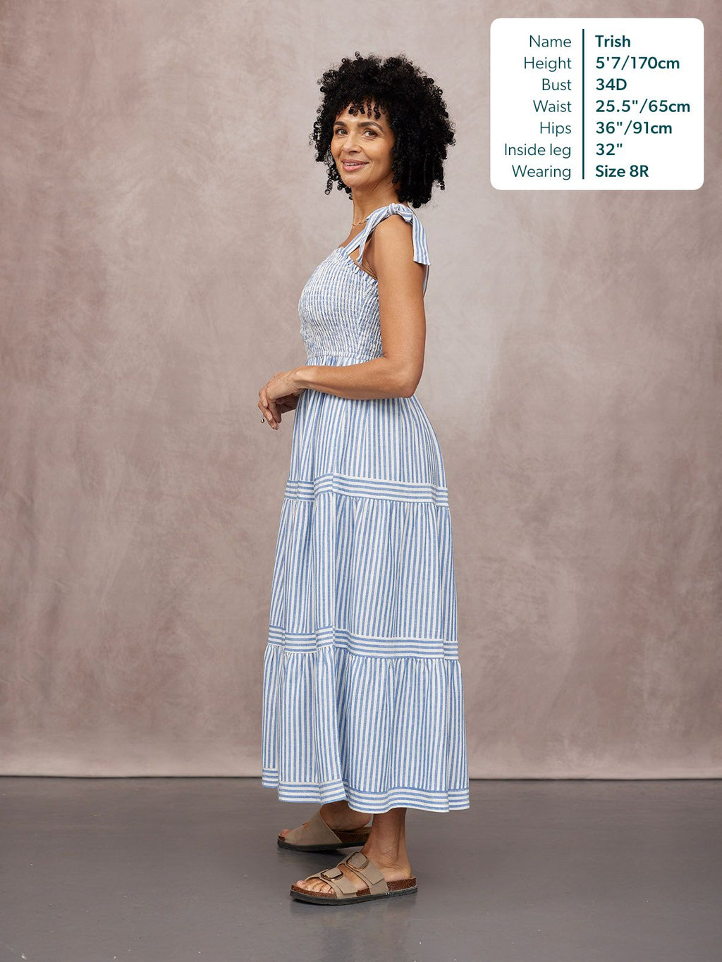 Vestido Joan de Tirantes Anudados - Rayas Azul y Blanco