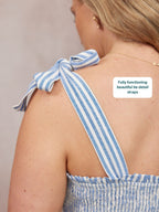 Vestido Joan de Tirantes Anudados - Rayas Azul y Blanco