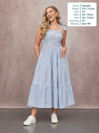 Vestido Joan de Tirantes Anudados - Rayas Azul y Blanco