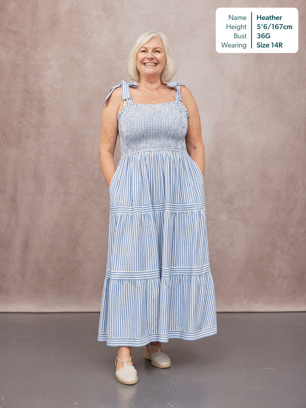Vestido Joan de Tirantes Anudados - Rayas Azul y Blanco