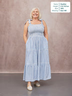 Vestido Joan de Tirantes Anudados - Rayas Azul y Blanco