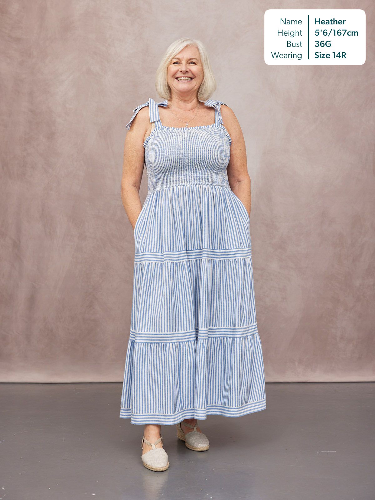 Vestido Joan de Tirantes Anudados - Rayas Azul y Blanco