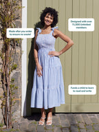 Vestido Joan de Tirantes Anudados - Rayas Azul y Blanco