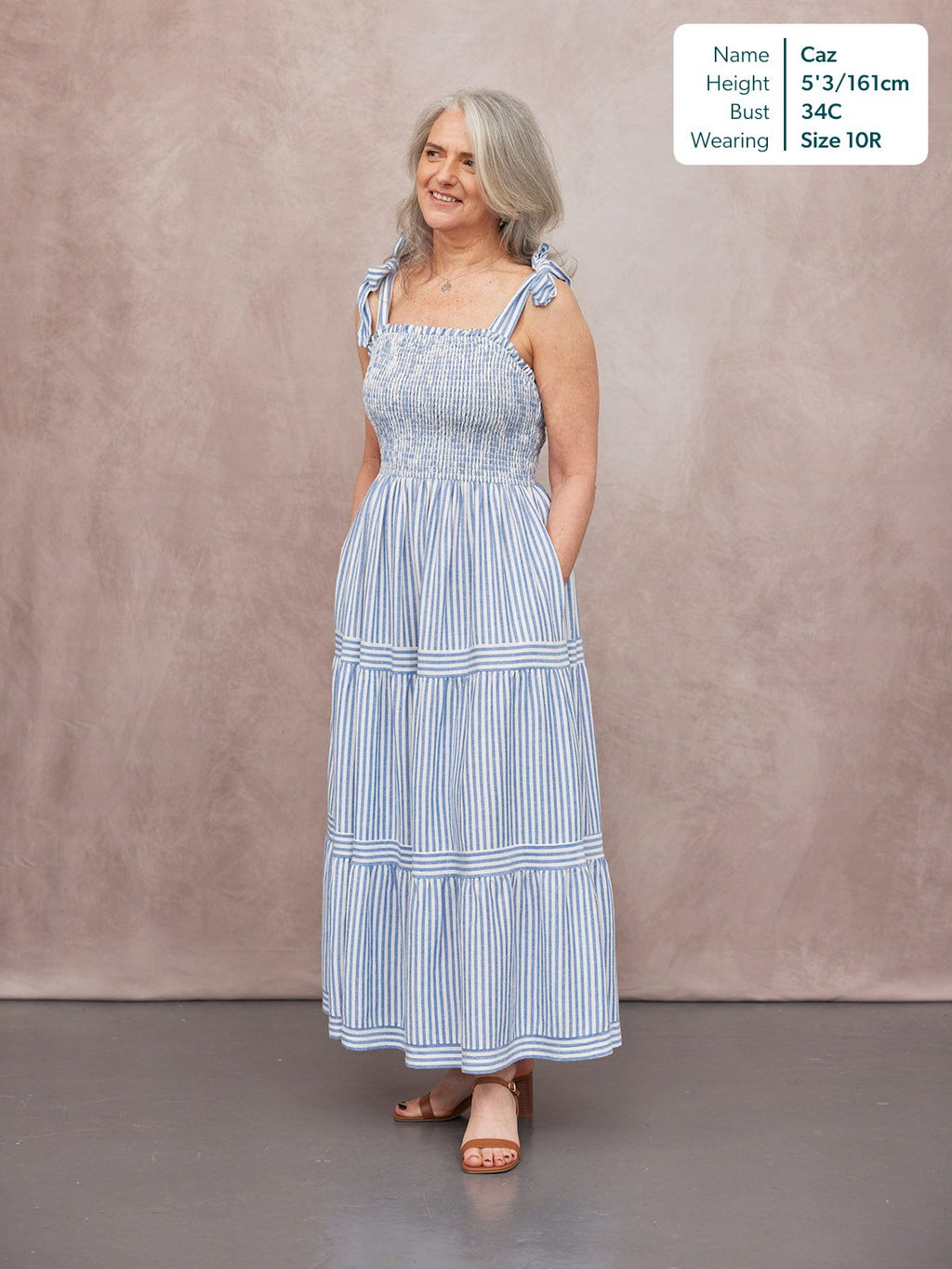 Vestido Joan de Tirantes Anudados - Rayas Azul y Blanco