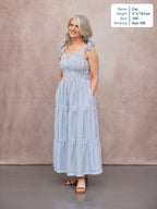 Vestido Joan de Tirantes Anudados - Rayas Azul y Blanco
