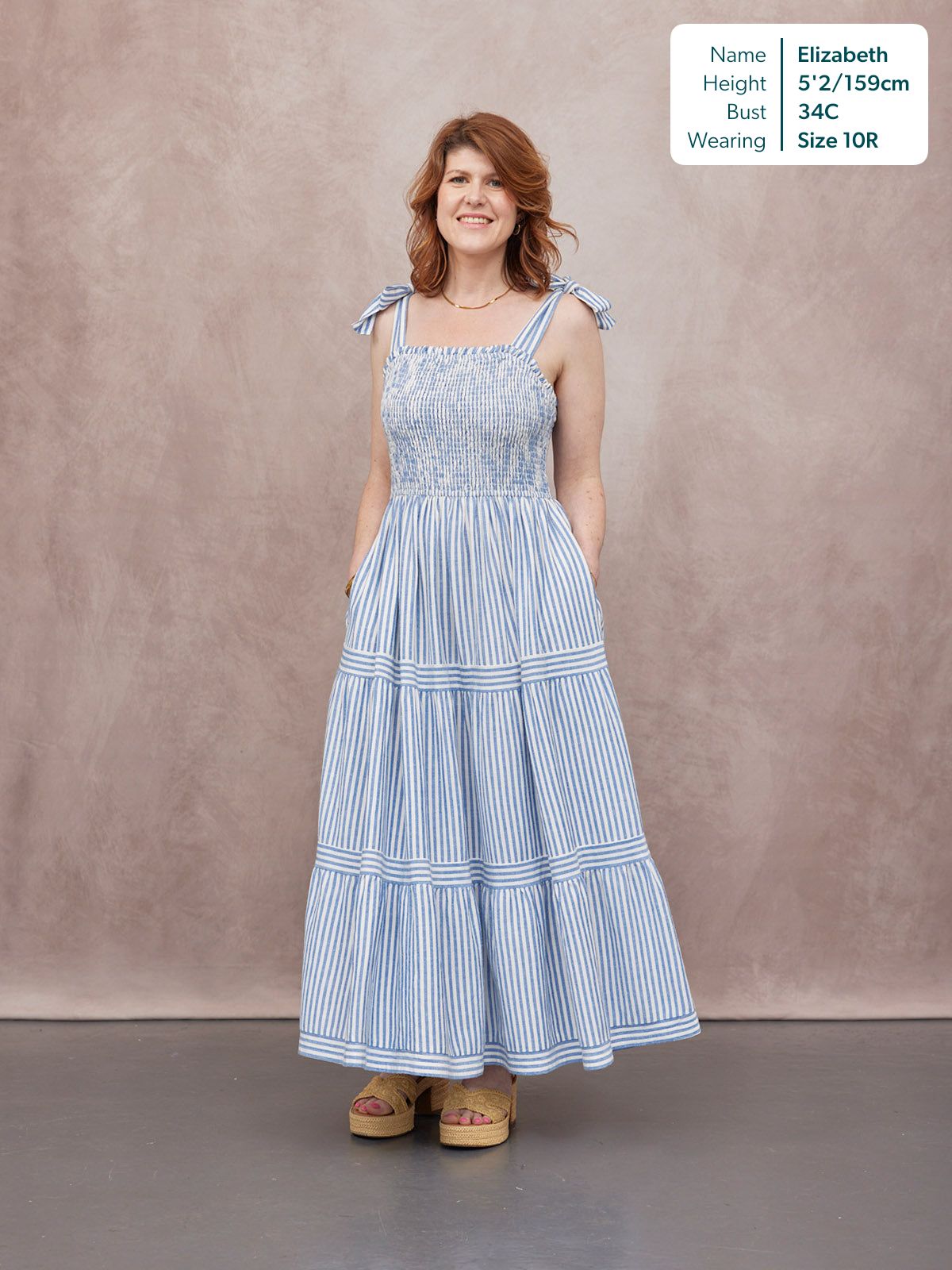 Vestido Joan de Tirantes Anudados - Rayas Azul y Blanco